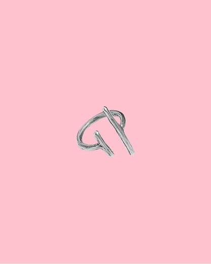 OPEN BAR RING IN SILVER