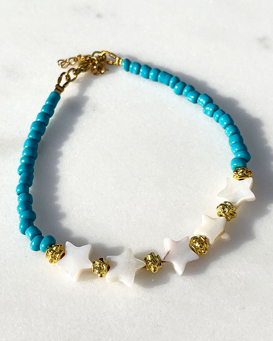 BLUE BOHO STARS ANKLET