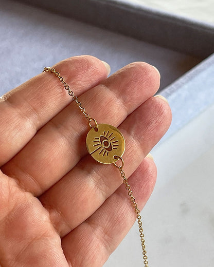 EVIL EYE COIN BRACELET IN GOLD