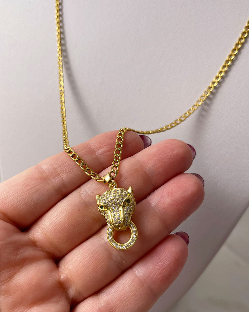 Pasarel - 14k Yellow Gold Panther Pendant on Chain